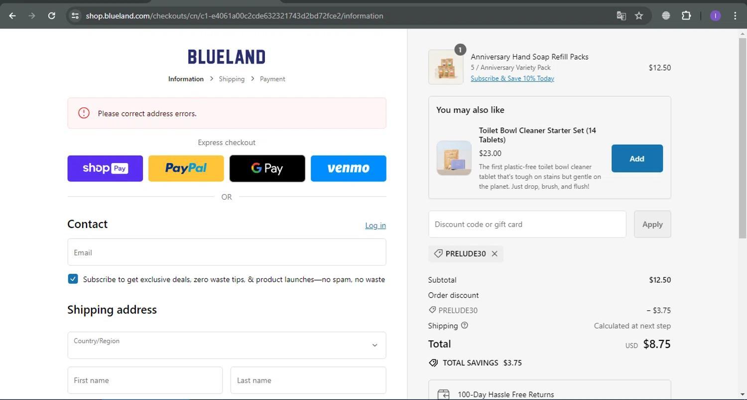 How to apply Blueland coupon code